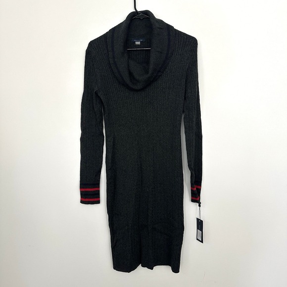 Tommy Hilfiger Dress Small Gray Cable Knit Sweater Cowl Neck Long Sleeve Preppy - Picture 1 of 4